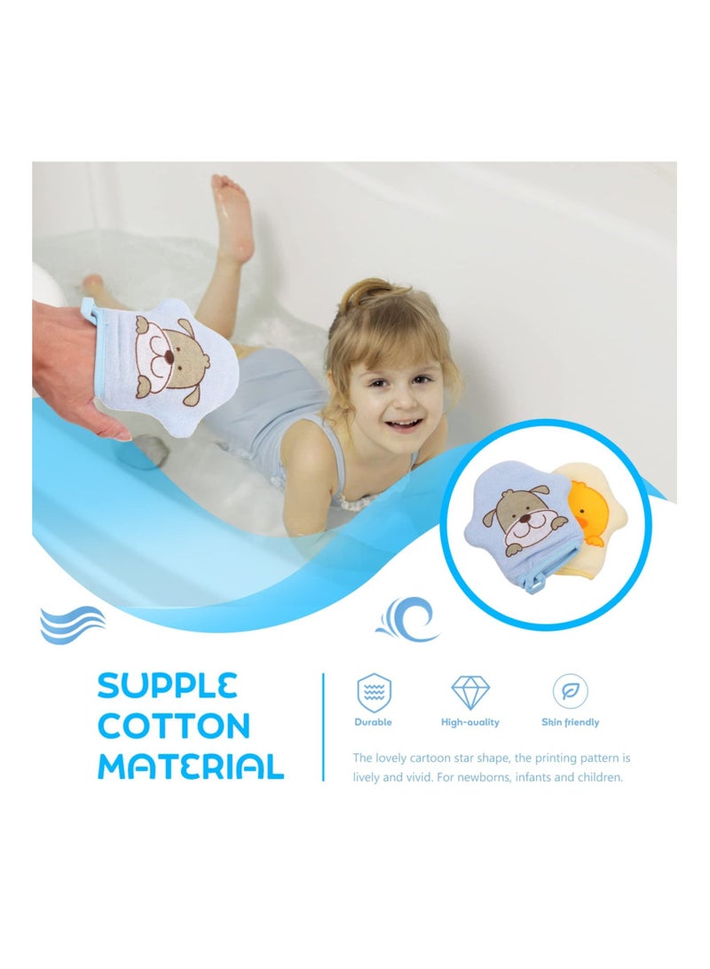 Y&D 2Pcs Baby Bath Mitt Washcloths Gloves Cotton Cartoon Puppet Kids Sponge Body Scrub Towels Face Cleaning Brush Tools for Toddler  - Image 5
