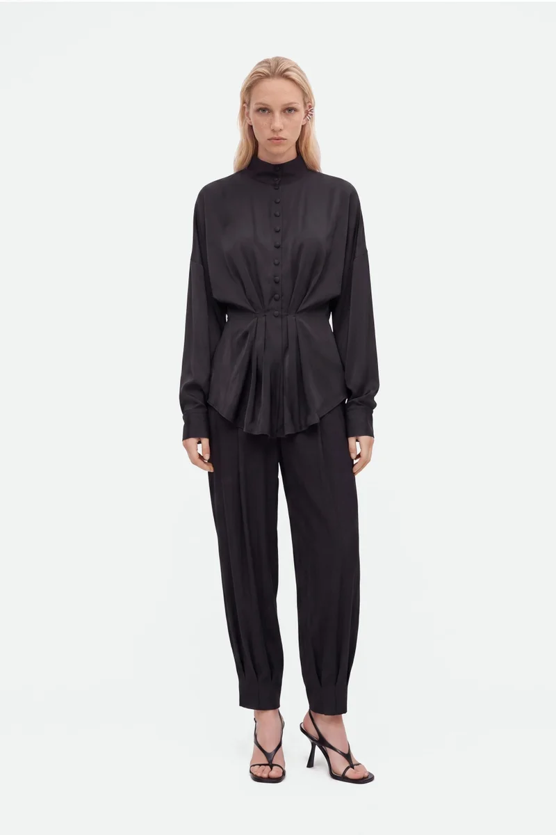 Nocturne Tie Detail Stand Collar Shirt
