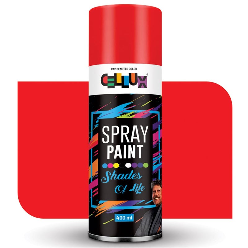CELLUX 2X Ultra Cover Orange-Red Spray Paint | DIY, Quick Drying with Premium Gloss Finish for Metal, Wood, Wall & other Surfaces - 400 ML - Image 1