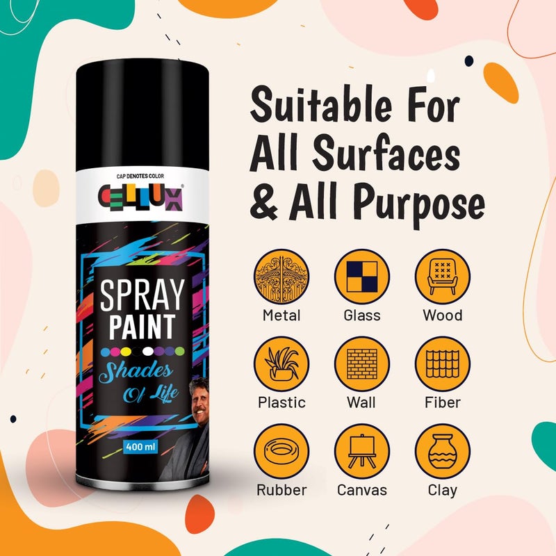 CELLUX 2X Ultra Cover Orange-Red Spray Paint | DIY, Quick Drying with Premium Gloss Finish for Metal, Wood, Wall & other Surfaces - 400 ML - Image 5