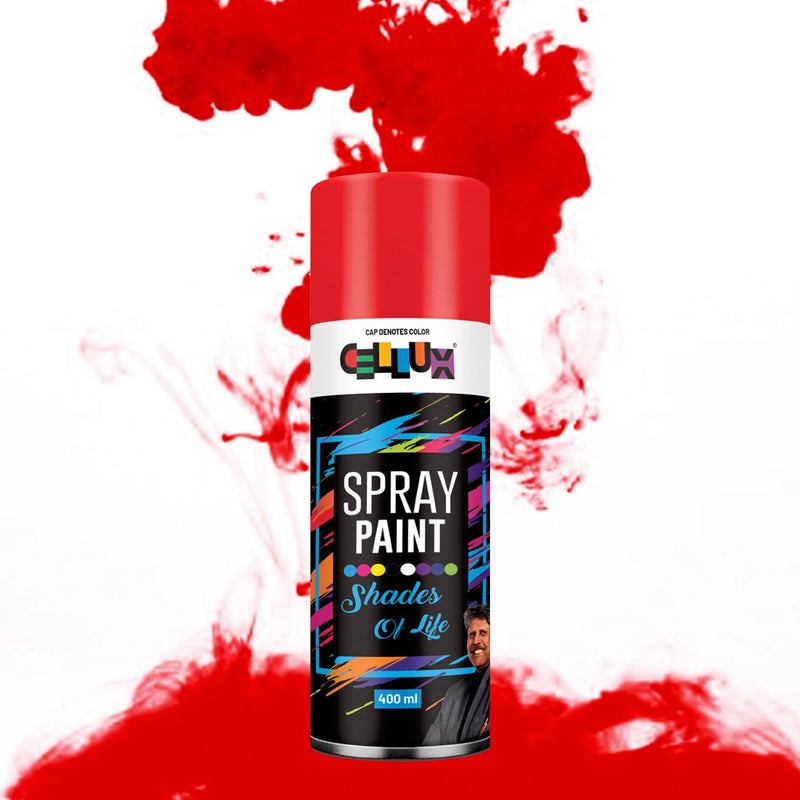 CELLUX 2X Ultra Cover Orange-Red Spray Paint | DIY, Quick Drying with Premium Gloss Finish for Metal, Wood, Wall & other Surfaces - 400 ML - Image 2
