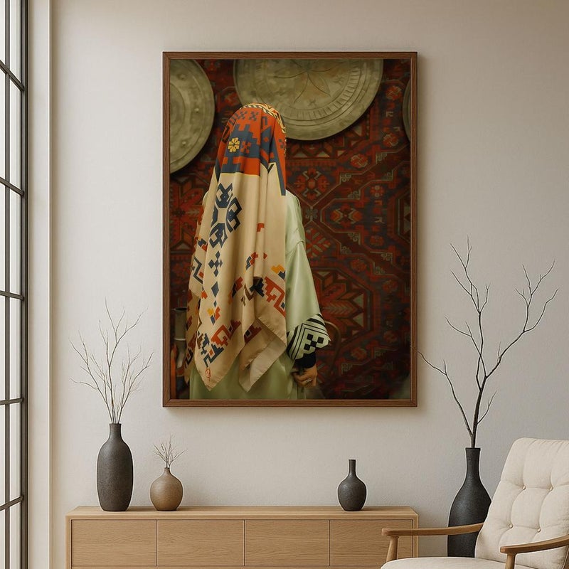 ماركتنا لوحة قماشية بتصميم الفن النجدي مع برواز مجوف مقاس (50×70) قطعة واحدة - Image 1