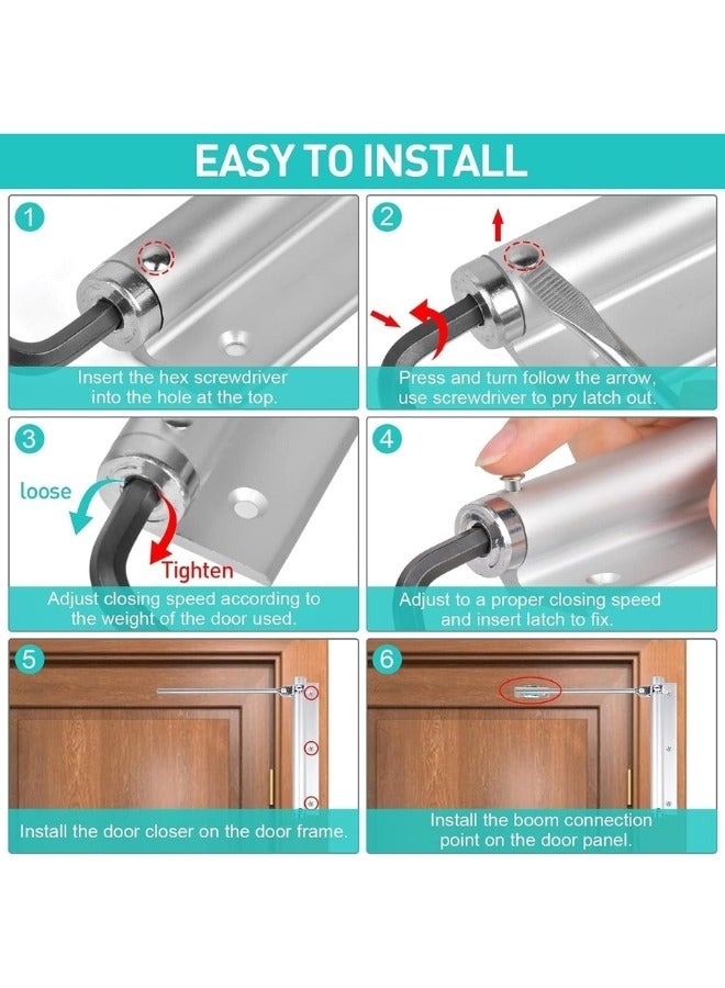 Happy Home Automatic Door Closer Adjustable Self Closing, Easy Installation Door Closer to Convert Hinged Doors to Self-Closing Doors, Automatic Spring Door Closer for Left and Right Doors - Image 4