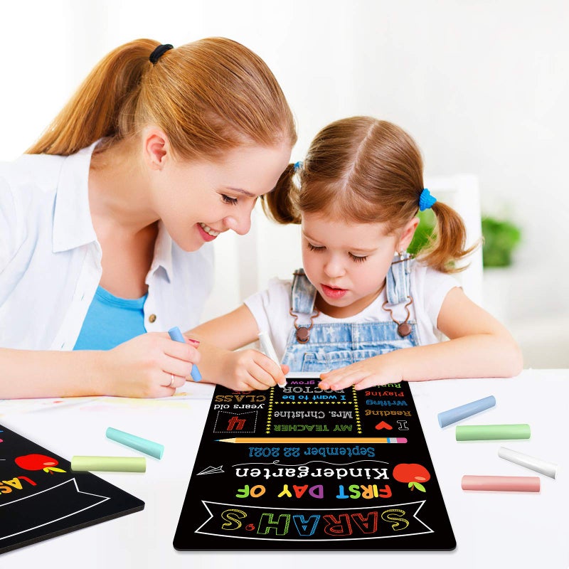 V-Opitos First & Last Day of School Chalkboard, 10 x 12 Inch Double Sided Back to School Sign for Kids/Girls/Boys, Reusable Wooden 1st Day of Preschool/Kindergarten Photo Props - Image 5