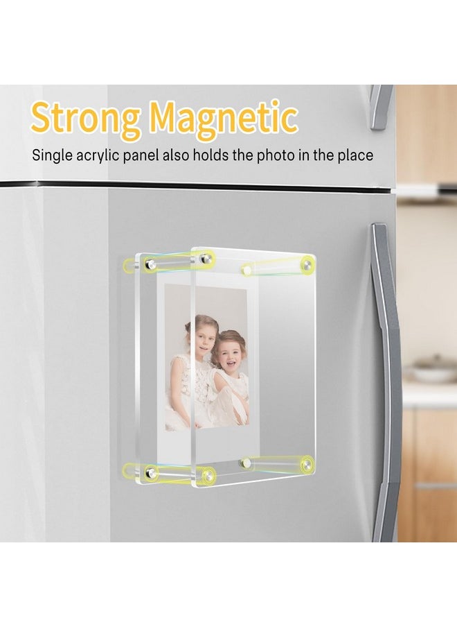 JUOIFIP 6 Pack Acrylic Polaroid Magnetic Frames For Refrigerator, Clear Picture Frames For Mini Instant Photos, 2.36 X 3.54 Inch Wallet Size Instax Magnet Frame For Fridge  - Image 4