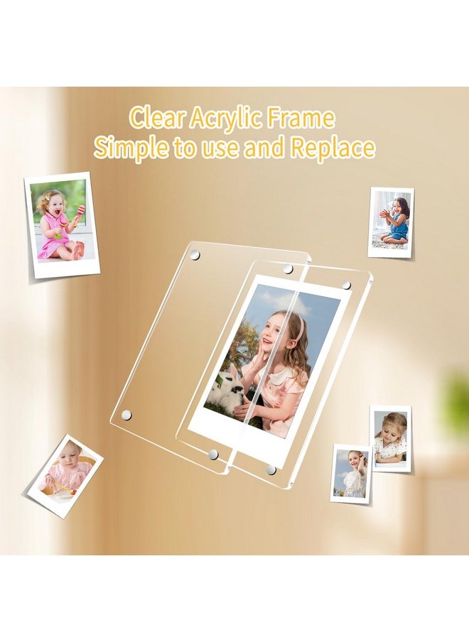 JUOIFIP 6 Pack Acrylic Polaroid Magnetic Frames For Refrigerator, Clear Picture Frames For Mini Instant Photos, 2.36 X 3.54 Inch Wallet Size Instax Magnet Frame For Fridge  - Image 3