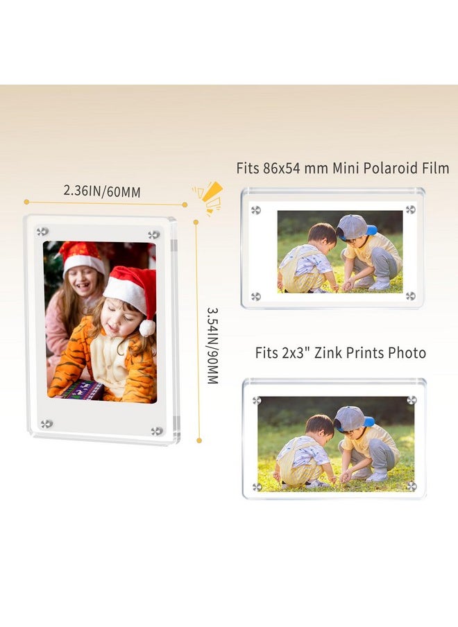 JUOIFIP 6 Pack Acrylic Polaroid Magnetic Frames For Refrigerator, Clear Picture Frames For Mini Instant Photos, 2.36 X 3.54 Inch Wallet Size Instax Magnet Frame For Fridge  - Image 2
