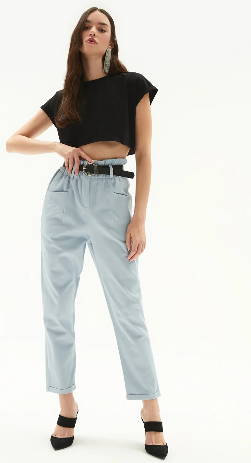 JUNE Women's 100% Cotton Regular Fit Crew Neck Crop Knit T-Shirt
