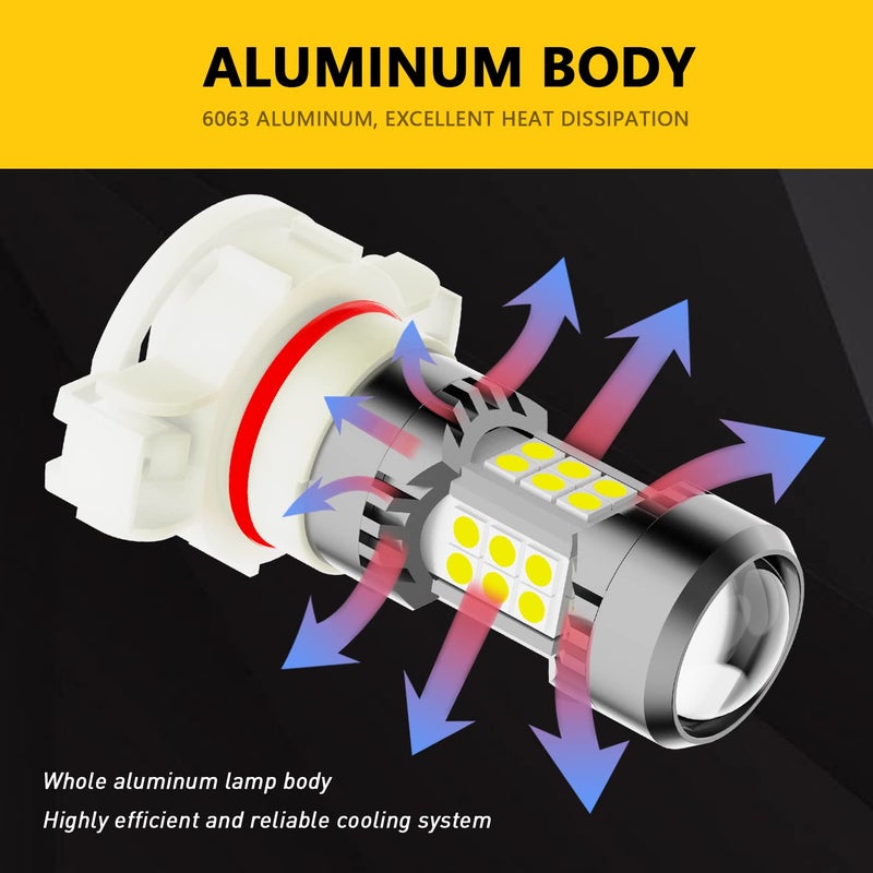 PHINLION 5202 LED Fog Light Bulbs, 3200 Lumens Super Bright, 3030 30 SMD Chips, 5201 PS19W PS24W Fog Light or DRL Replacement Lamps, 6000K Xenon White, Pack of 2 - Image 3
