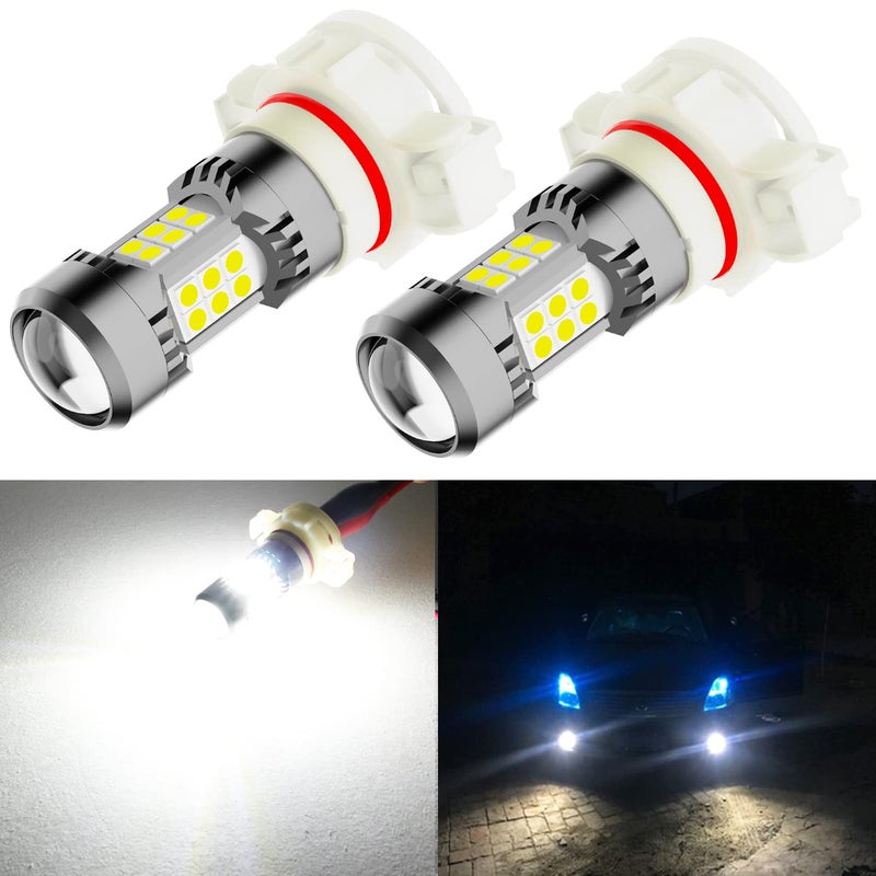 PHINLION 5202 LED Fog Light Bulbs, 3200 Lumens Super Bright, 3030 30 SMD Chips, 5201 PS19W PS24W Fog Light or DRL Replacement Lamps, 6000K Xenon White, Pack of 2 - Image 1