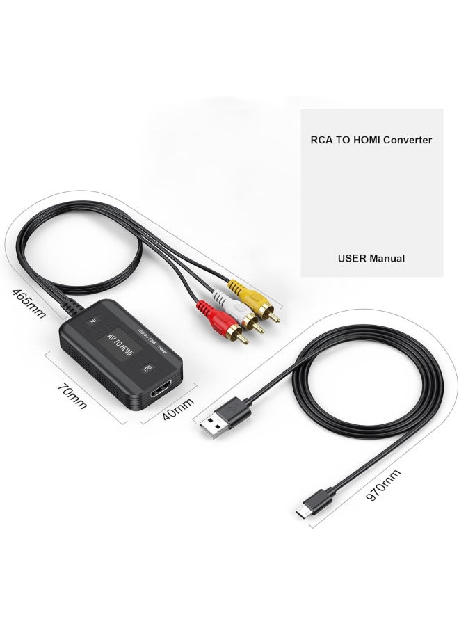 1080p Av To Hdmi Video Converter Rca Three-lantern Monitoring Game Box Tv Adapter Cable Digital Computer Transmission Line-Color:【AV Male】 Host USB - Image 1