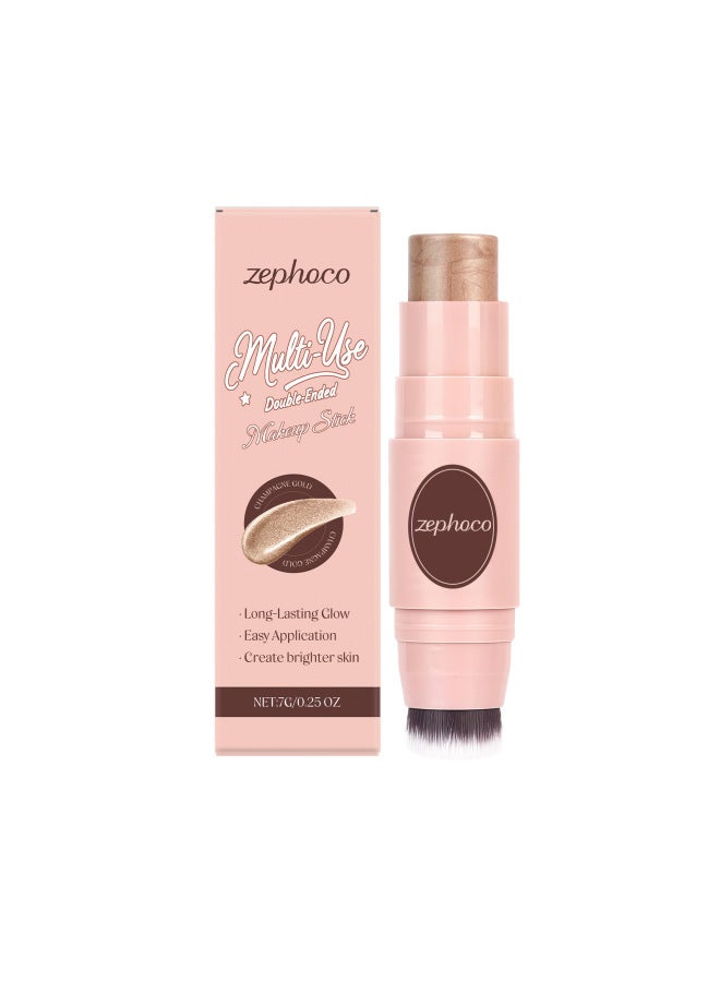 zephoco Champagne Gold Dual-ended Makeup Stick, Blush For Rosy And Dimensional Glow, Beginner-friendly Multifunctional Makeup Stick - Image 1