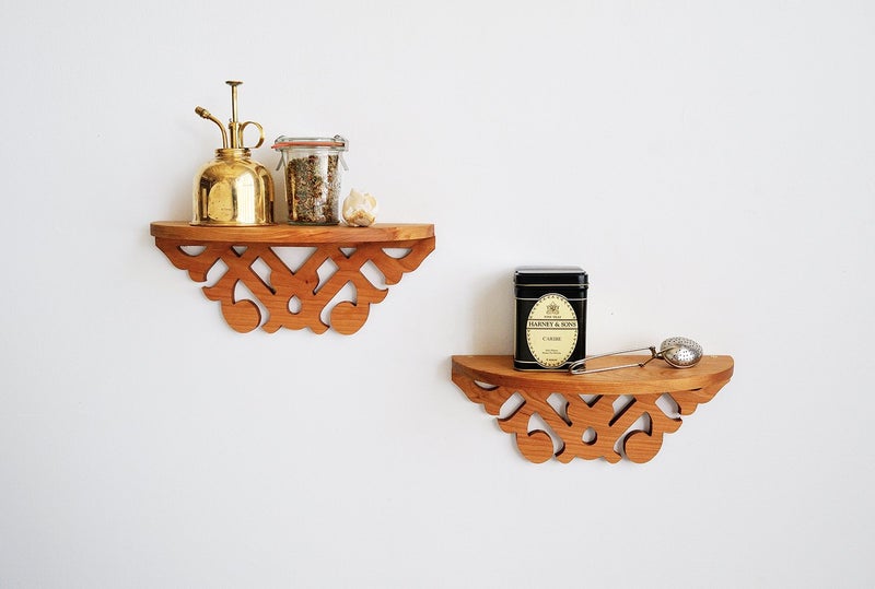 Jonathan Alden Solid Cherry Floating Shelf, for Spices, Photos, Entryways & More (Bloom) - Image 3