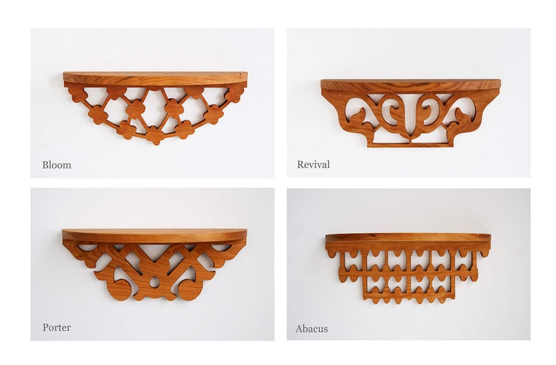 Jonathan Alden Solid Cherry Floating Shelf, for Spices, Photos, Entryways & More (Bloom) - Image 4