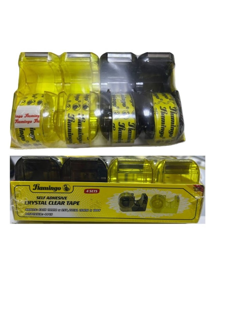 Flamingo Self Adhesive Clear Tape With Dispenser 19MM×25Yard Pack Of 4 - Image 2