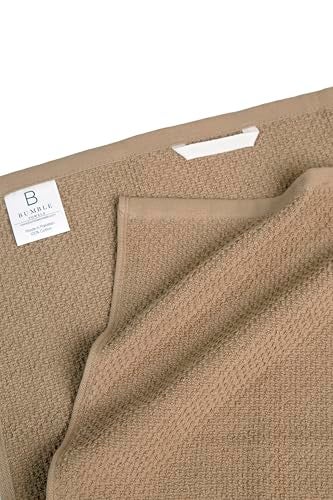 Bumble Towels Kitchen Towels 16”x 26” - 6 Pack | Large Cotton Dish Towels | Popcorn Stripe Design | 430 GSM Highly Absorbent with Hanging Loop | Tan - Image 5
