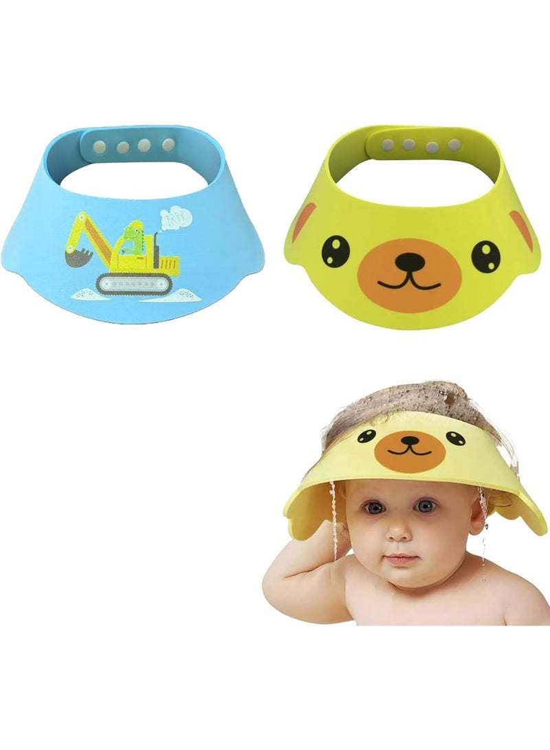 SYOSI Baby Hair Washing Shield, Kids Shower Cap Soft Adjustable Bath Visor Protects Eyes from Water and Shampoo with Cute Dog and Dinosaur Designs, 2 Pack for Children 1-6 Years Old - Image 2