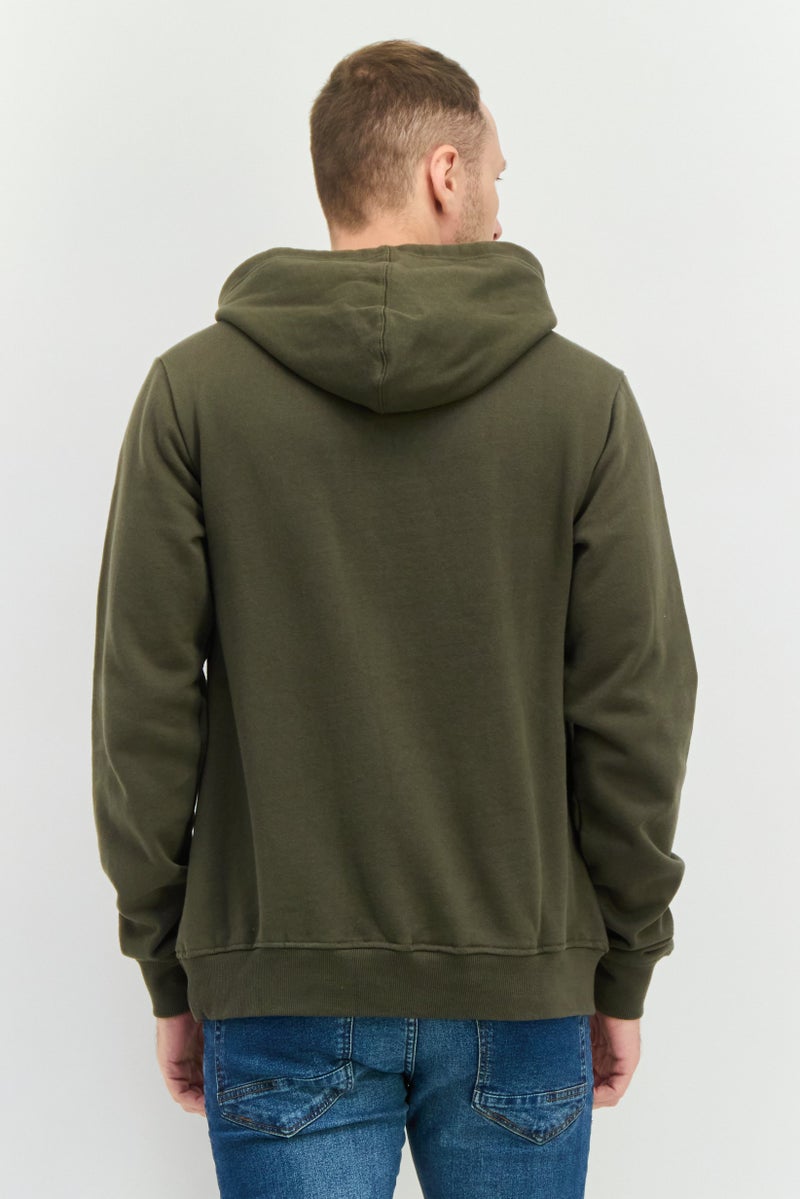 Beause Men Hooded Solid Long Sleeves Sweatshirt, Spruce Green - Image 4
