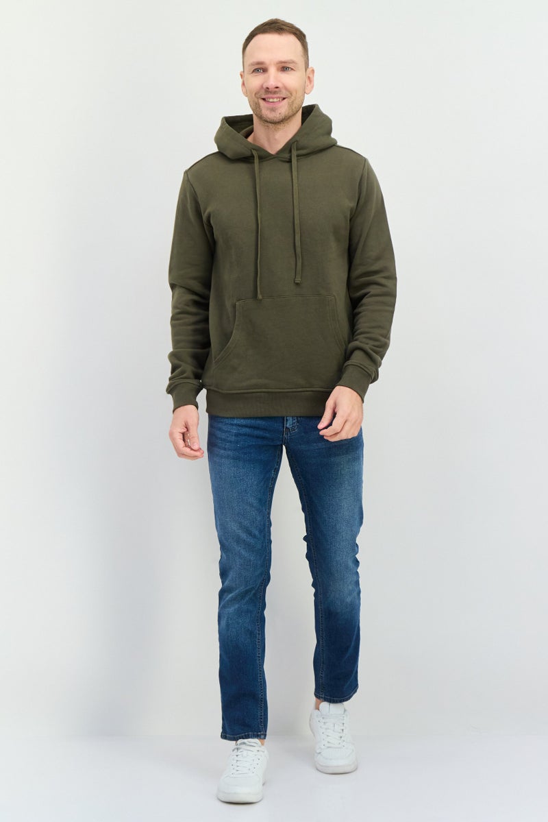 Beause Men Hooded Solid Long Sleeves Sweatshirt, Spruce Green - Image 3