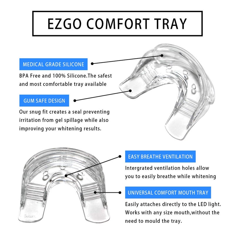 EZGO Teeth Whitening Trays Silicone Tray, Works with Tooth Whitening Light and Bleaching Gel, Comfort for All Mouth, BPA Free Mouth Night Guard for Grinding Teeth, Dental Grade, Retainer Case - Image 2