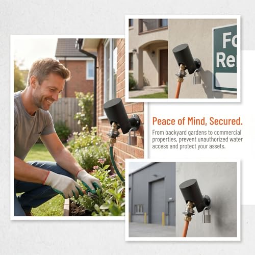 TEMEILI Outdoor Faucet Locks and Hose Connector Locks Prevent Unauthorized use and Vandalism. Garden Hose and housing Locks Come with Water-Saving caps. Yard Faucet Locks, Universal Faucet Locks - Image 3