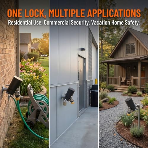 TEMEILI Outdoor Faucet Locks and Hose Connector Locks Prevent Unauthorized use and Vandalism. Garden Hose and housing Locks Come with Water-Saving caps. Yard Faucet Locks, Universal Faucet Locks - Image 5