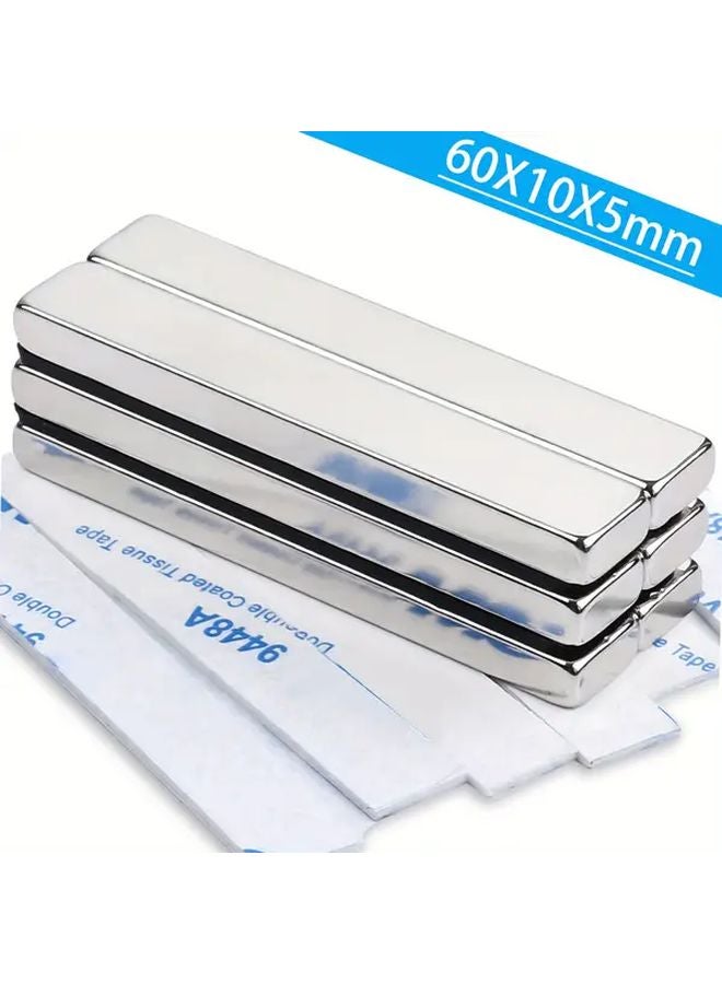 6 قطع مغناطيس نيوديميوم قضيبية مقاس F60X10X5 مم، مغناطيس أرضية نادرة قوية مع لاصق مزدوج الجوانب - Image 1