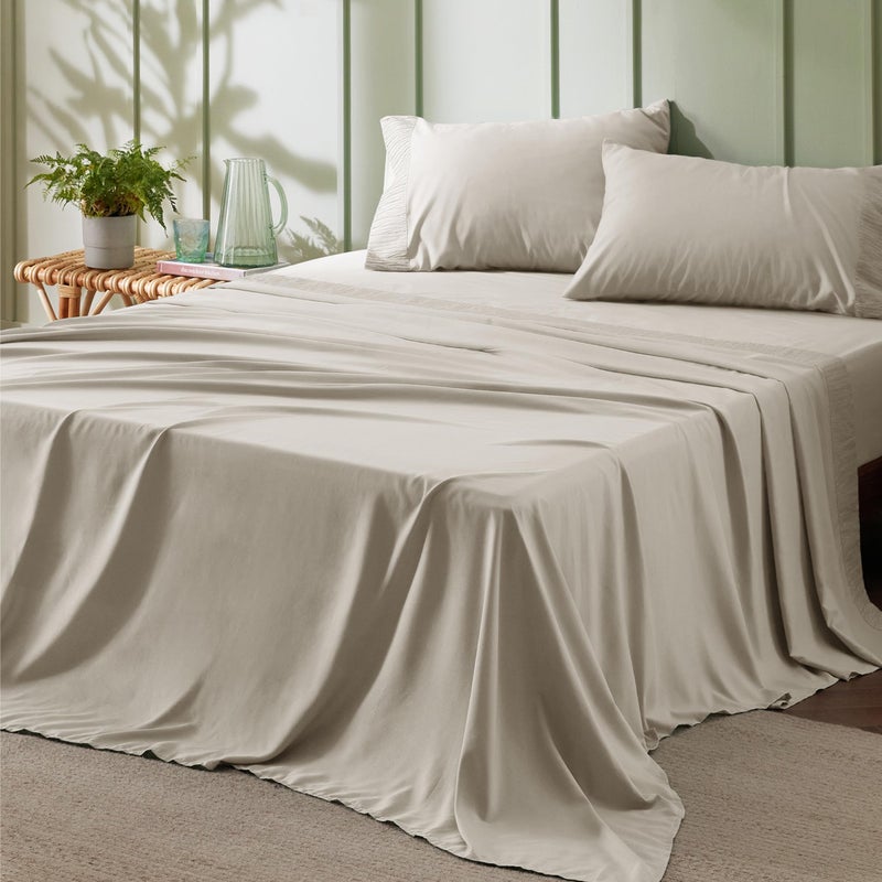 Bedsure California King Sheet Sets - 4 Pieces Soft Cal King Sheets - Breathable & Cooling - Hotel Luxury - Easy Care Polyester Microfiber Bedding for Women, Men, Linen - Image 1