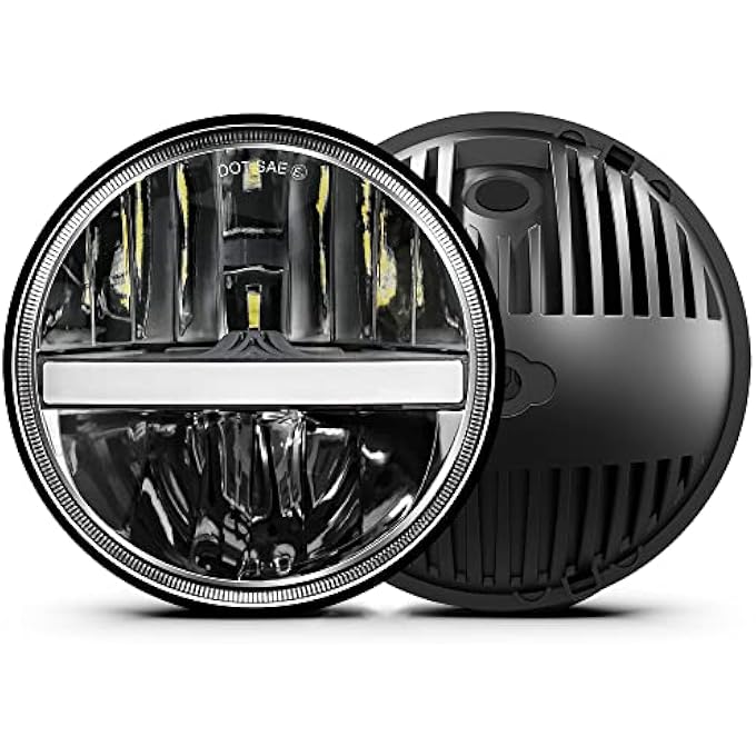 UNI-SHINE 7 Inch Led Headlight Round 6024 Led Headlight Reflector 7 Headlight With Amber Turn Signal White Drl Dot Approved HiLo Beam Compatible With Jeep Wrangler Jk Tj Cj WhiteAmber Eye - Image 1