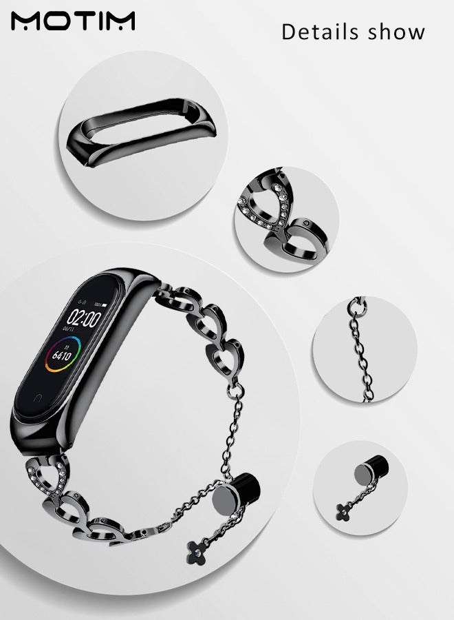 Motim Stainless Steel Watchband Replacement Bracelet for Xiaomi Band 6/5/4/3, Shiny Bling Dressy Bangle Bracelet, Xiaomi Band Replacement Strap Mi Band 6/5/4/3  - Image 3