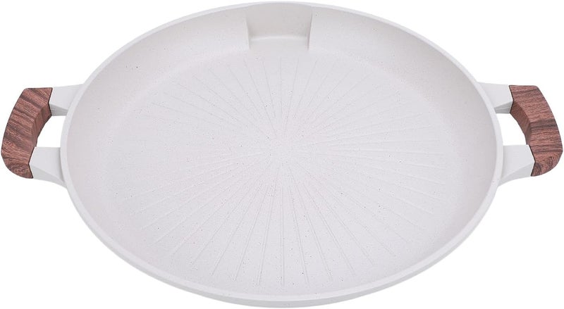 AMONIDA Round BBQ Grill Pan, Maifanite Korean Grill Plate, Lightweight Portable with Non Stick Surface & Even Heat Distribution, Ideal for Indoor Outdoor Cooking - Image 3