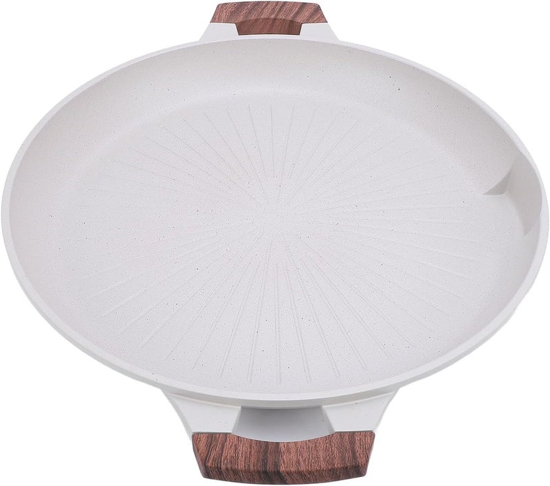 AMONIDA Round BBQ Grill Pan, Maifanite Korean Grill Plate, Lightweight Portable with Non Stick Surface & Even Heat Distribution, Ideal for Indoor Outdoor Cooking - Image 4