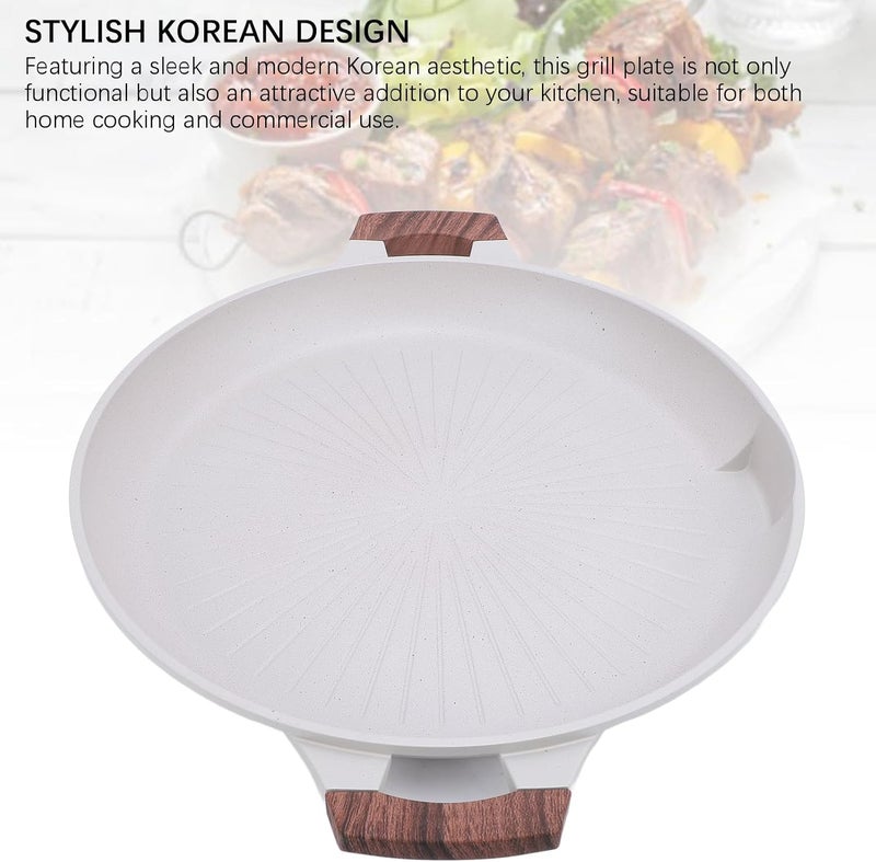 AMONIDA Round BBQ Grill Pan, Maifanite Korean Grill Plate, Lightweight Portable with Non Stick Surface & Even Heat Distribution, Ideal for Indoor Outdoor Cooking - Image 2