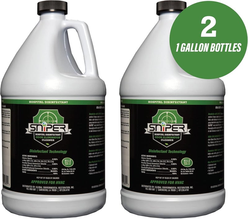 SNIPER Hospital Disinfectant, Odor Eliminator & All-Purpose Cleaner, 1 Gallon, 2-Pack - Image 2