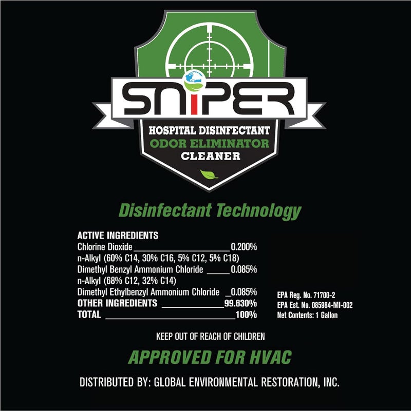 SNIPER Hospital Disinfectant, Odor Eliminator & All-Purpose Cleaner, 1 Gallon, 2-Pack - Image 3