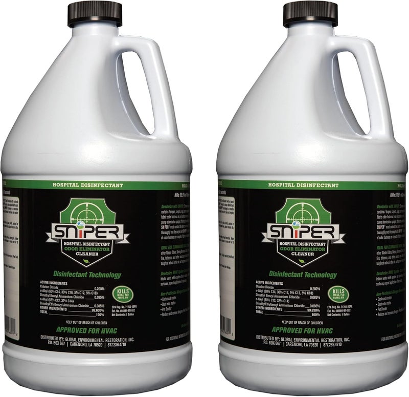 SNIPER Hospital Disinfectant, Odor Eliminator & All-Purpose Cleaner, 1 Gallon, 2-Pack - Image 1
