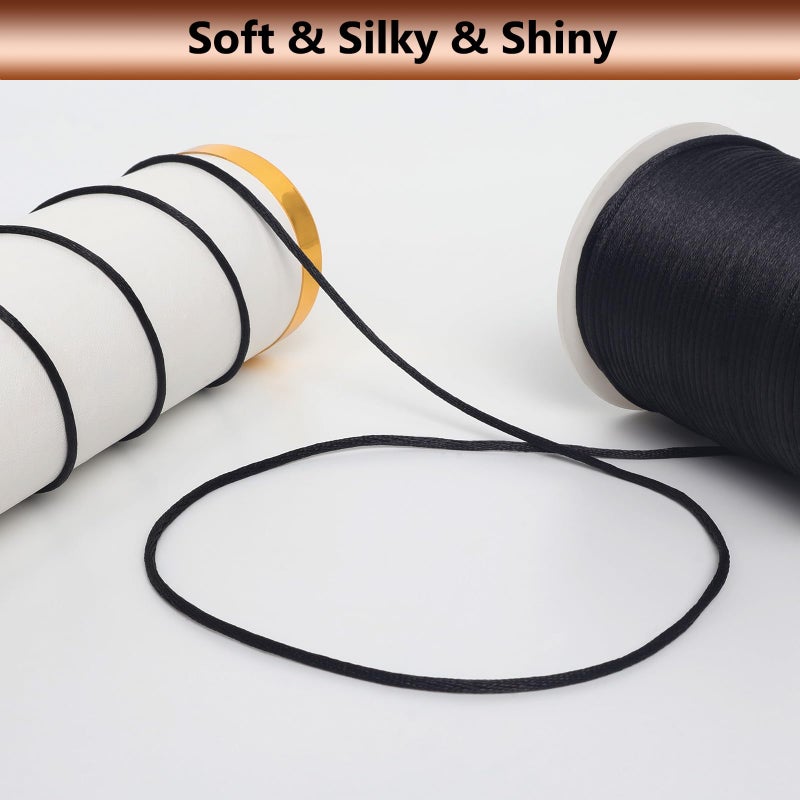 LUSTEMBER 2 mm x 330 Feet Satin Nylon Cord, Silky Smooth Nylon String for Jewelry Making Bracelet Necklaces Beading Thread Rattail Macrame Kumihimo Chinese Knot Craft - Image 3