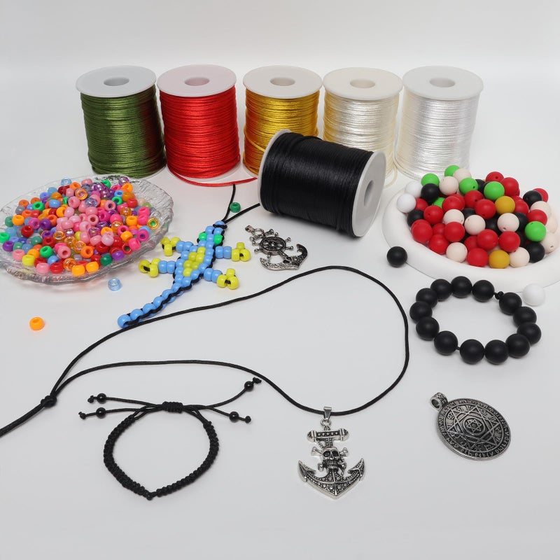 LUSTEMBER 2 mm x 330 Feet Satin Nylon Cord, Silky Smooth Nylon String for Jewelry Making Bracelet Necklaces Beading Thread Rattail Macrame Kumihimo Chinese Knot Craft - Image 5