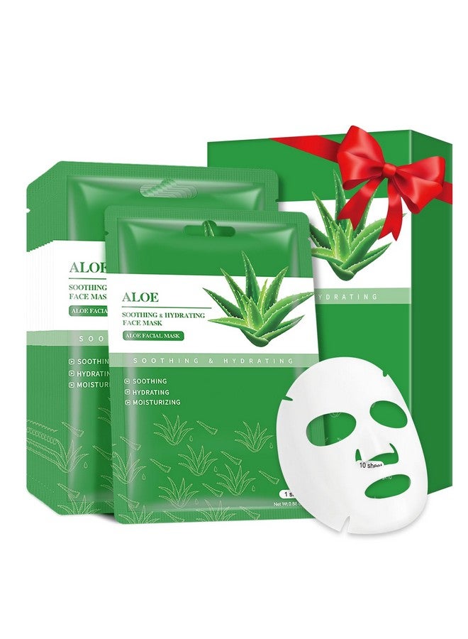 ايريف قناع الصبار المهدئ، أقنعة ترطيب الوجه، العناية بالبشرة، قناع ورقي مرطب للوجه، العناية بالبشرة الجافة والدهنية والحساسة، قناع للوجه لعلاج حب الشباب، الوقاية من الشمس، مهدئ ومنعش، عبوة من 10 قطع، 25 مل/0.88 أونصة - Image 1