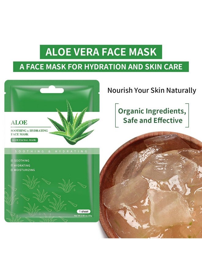 ايريف قناع الصبار المهدئ، أقنعة ترطيب الوجه، العناية بالبشرة، قناع ورقي مرطب للوجه، العناية بالبشرة الجافة والدهنية والحساسة، قناع للوجه لعلاج حب الشباب، الوقاية من الشمس، مهدئ ومنعش، عبوة من 10 قطع، 25 مل/0.88 أونصة - Image 3