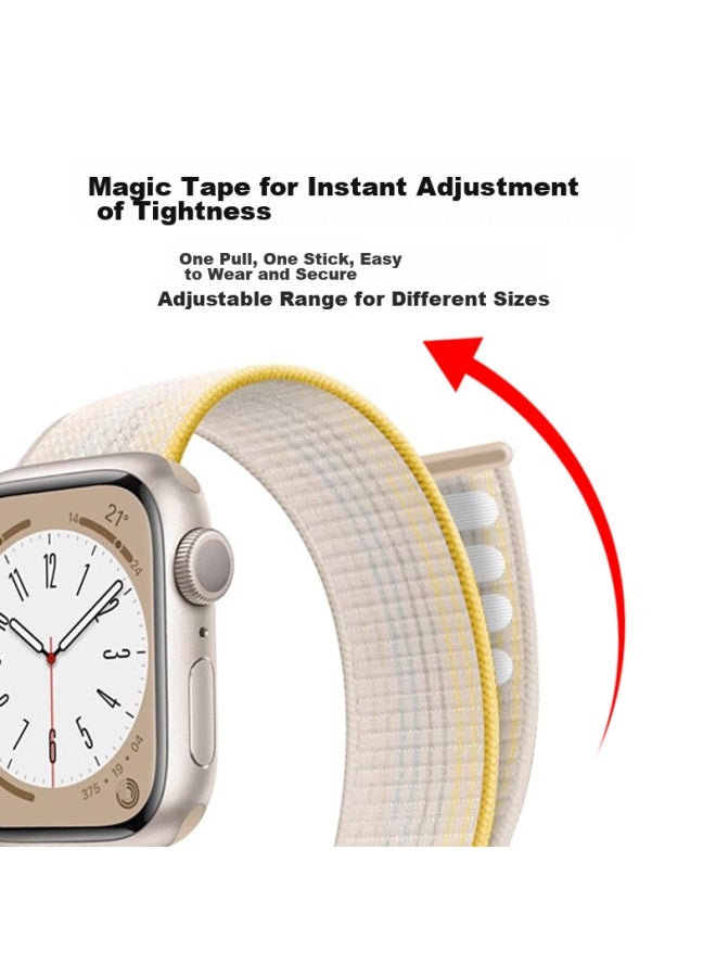 Freeson Compatible Apple Watch Band, Apple Iwatch Sports Loop Nylon Strap For S10/9/8/7/6/5/4/ultra2 , Starlight Color - Image 4