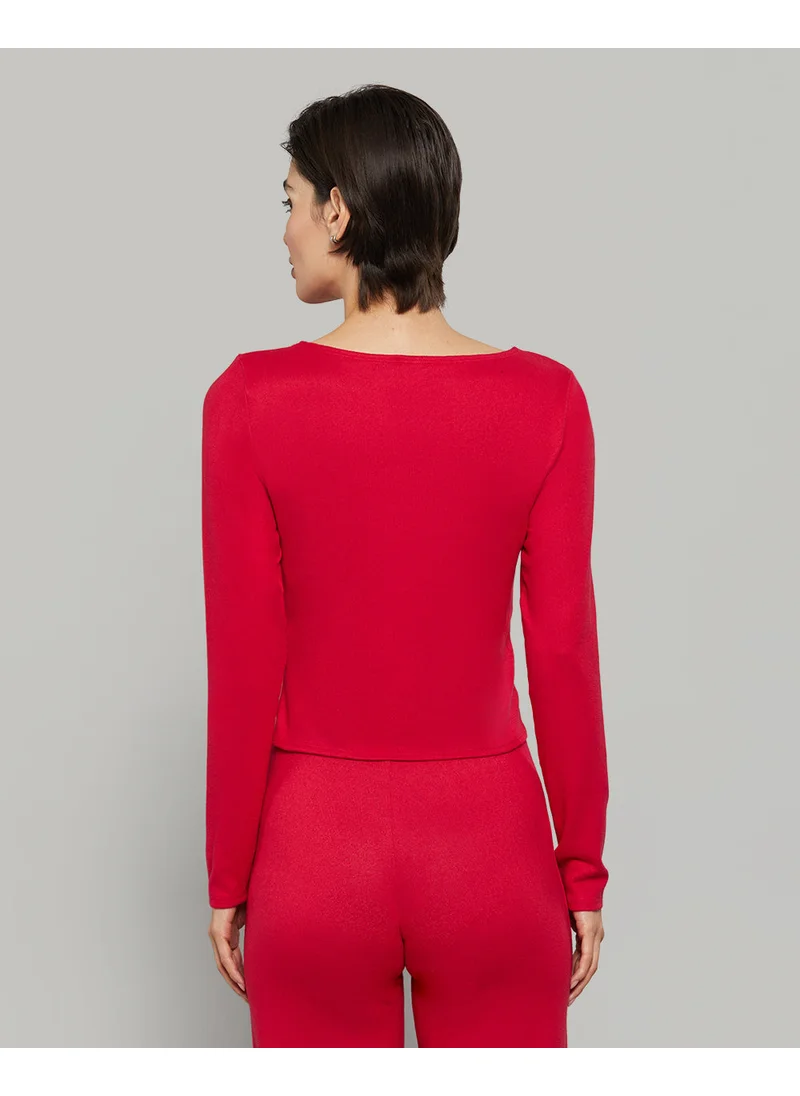 La Senza La Senza Long Sleeve Jersey Wide Scoop Neck Casual Red Lounge Top