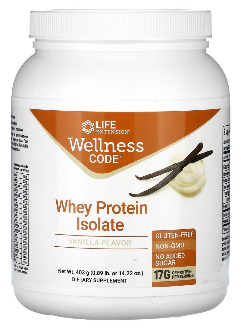 لايف إكستنشن Life Extension, Wellness Code, بروتين مصل اللبن المعزول، فانيليا، 0.89 رطل (403 جم) - Image 1