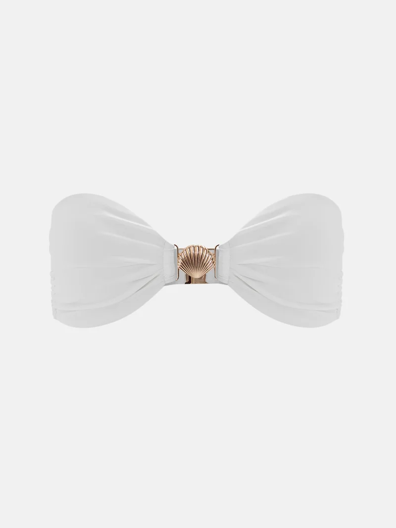 ليتشي الجزء العلوي من بيكيني بدون حمالات مع ديكور صدفي