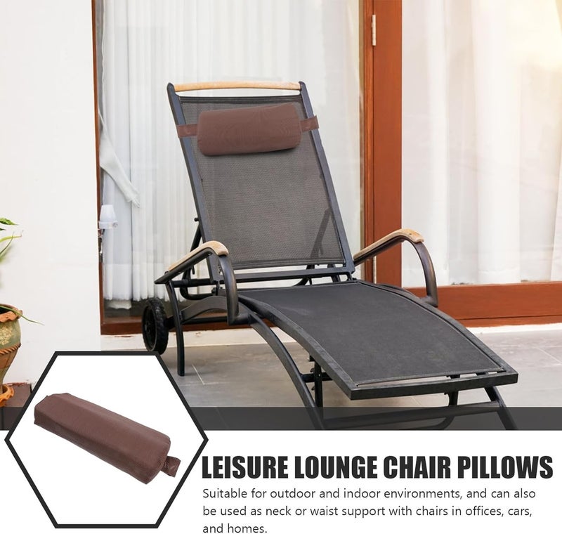 Toyvian Removable Recliner Head Pillow Beach Chair Cushion with Durable Fabric, Coffee Color Neck Support for Outdoor Lounger and Deck Chair - Image 3