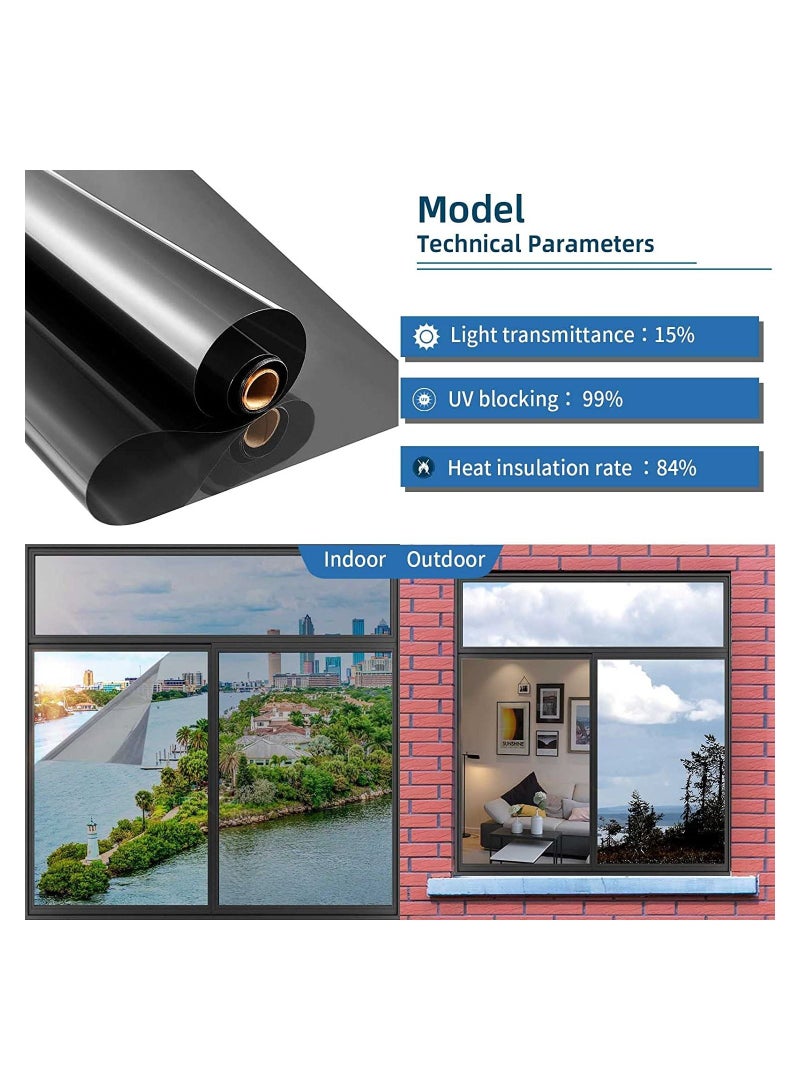 SYOSI Window Film One Way Privacy Reflective Heat Control Anti UV Door Sticker Window Tint for Home Office Living Room Saturn Grey 60 * 200cm  - Image 2