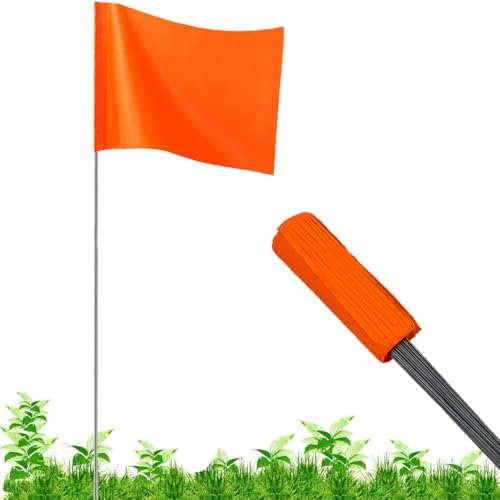 JIZHGRAD 100Pack Orange Marking Flags JIZHGRAD 16x4x5 Inch Marker Flags Use for Yard Lawn Boundary Dog Training Survey Landscape Sprinkler Surveyor Garden Construction High Visibility Sturdy Versatile UV Weather Resistant - Image 1