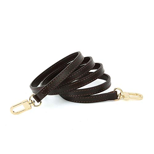 OULARIO Genuine Leather Cross Body Strap for Alma BB Damier Ebene Pochette Eva Favorite PM MM Mini 10mm Coated Dark Brown with Gold Hardware (Brown140cm Gold HW) - Image 2
