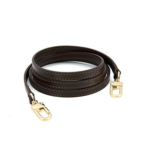 OULARIO Genuine Leather Cross Body Strap for Alma BB Damier Ebene Pochette Eva Favorite PM MM Mini 10mm Coated Dark Brown with Gold Hardware (Brown140cm Gold HW) - Image 1