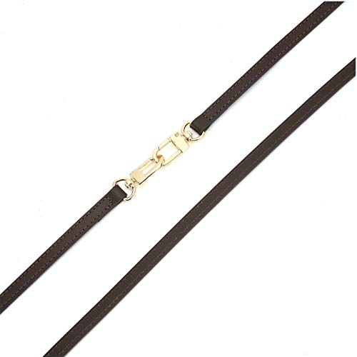 OULARIO Genuine Leather Cross Body Strap for Alma BB Damier Ebene Pochette Eva Favorite PM MM Mini 10mm Coated Dark Brown with Gold Hardware (Brown140cm Gold HW) - Image 5